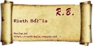 Rieth Béla névjegykártya